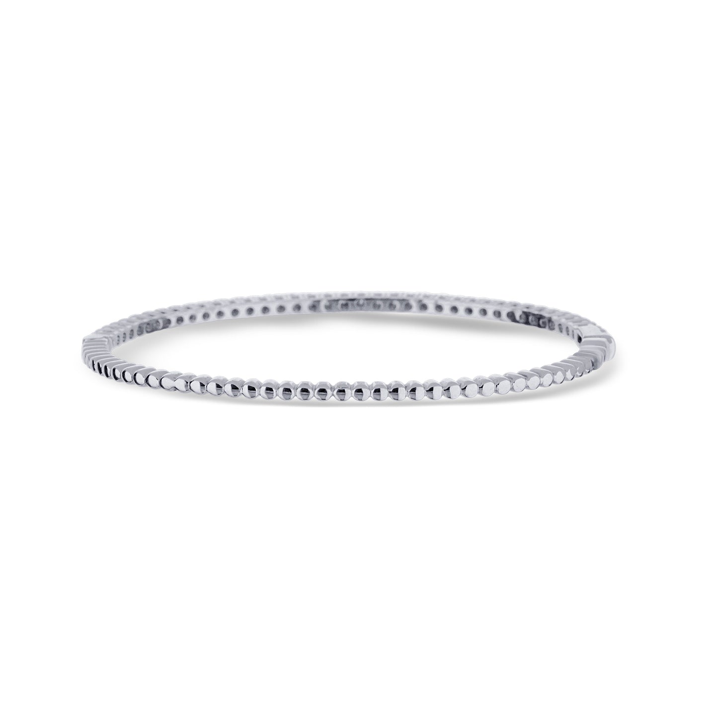 18K White Gold  Beaded Back Half Way Diamond Bangle