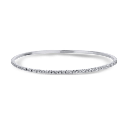 18K White Gold Eternity Mutual Prong Set Bangle