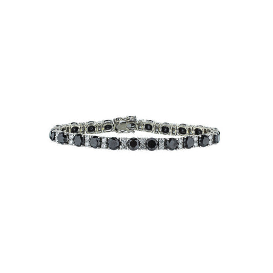 14K White Gold Black And White Diamond Bracelet