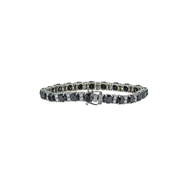 14K White Gold Black And White Diamond Bracelet