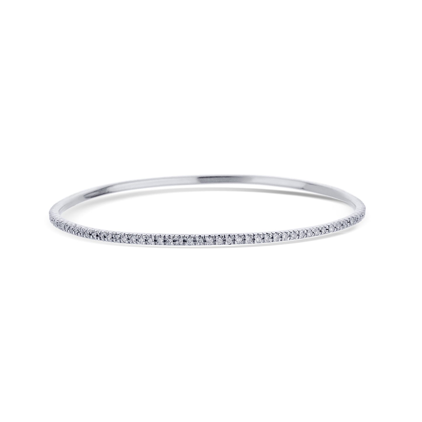 14K White Gold Bangle With Diamonds