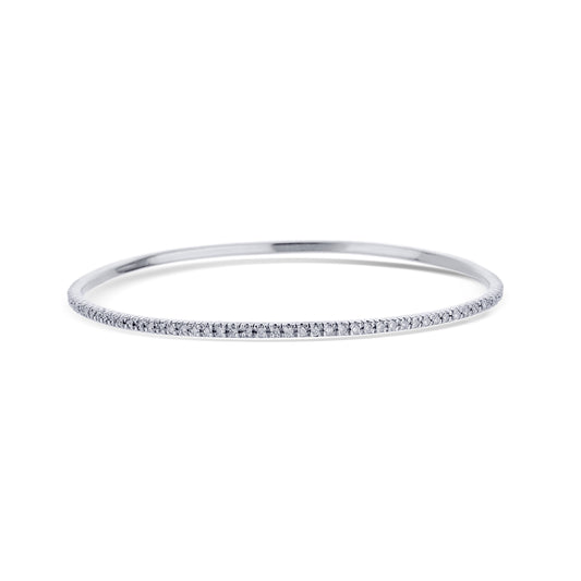 14K White Gold Bangle With Diamonds