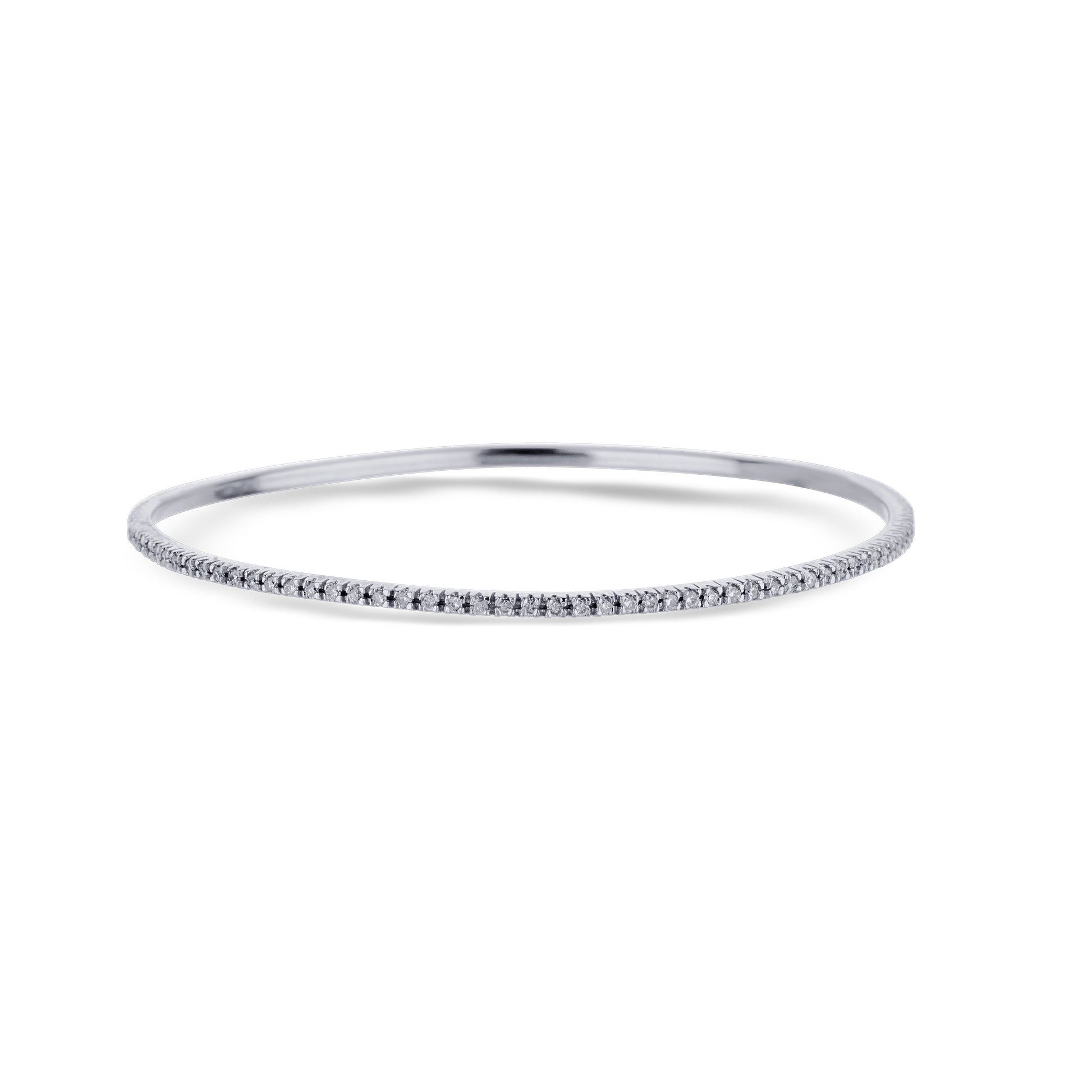 14K White Gold Bangle With Diamonds