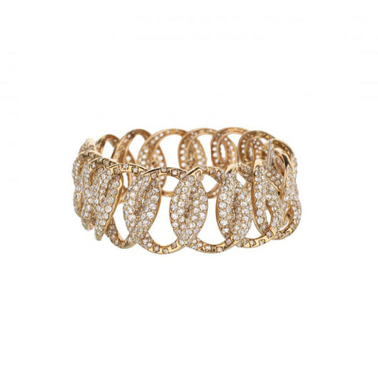 18K Rose Gold Diamond Studded Curb-Style Bracelet