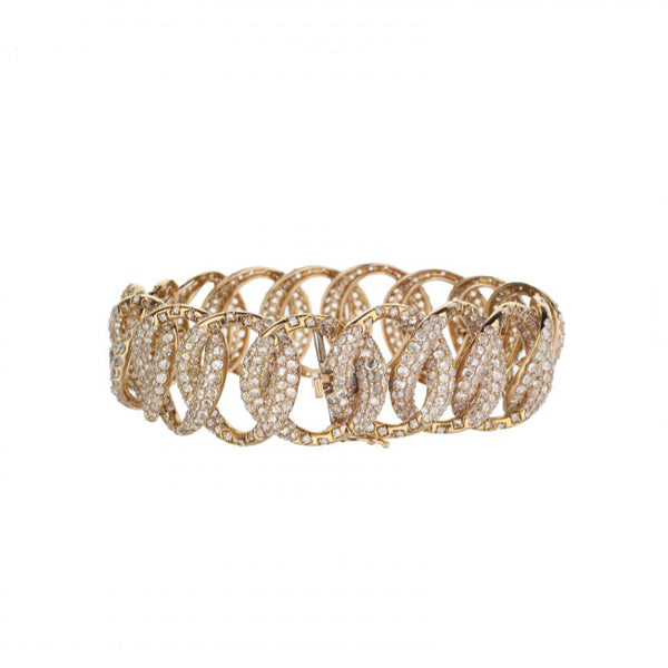 18K Rose Gold Diamond Studded Curb-Style Bracelet