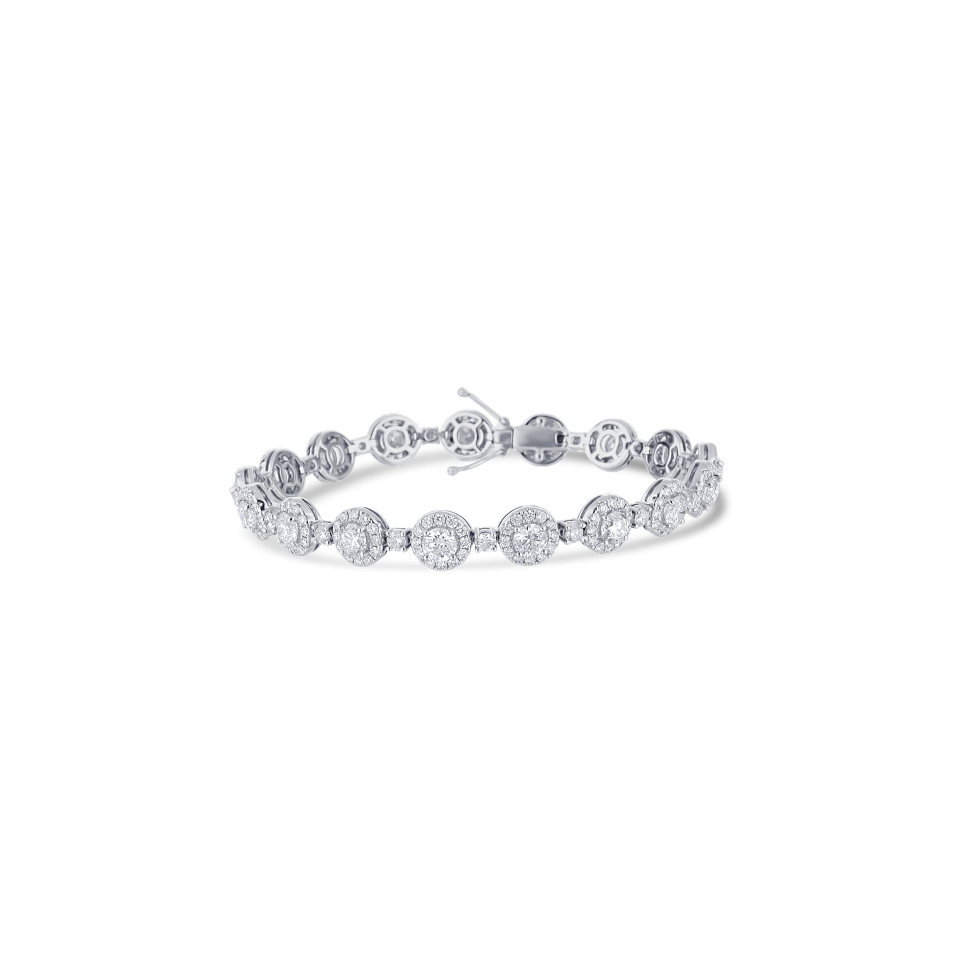 18K White Gold Diamond Halo Bracelet