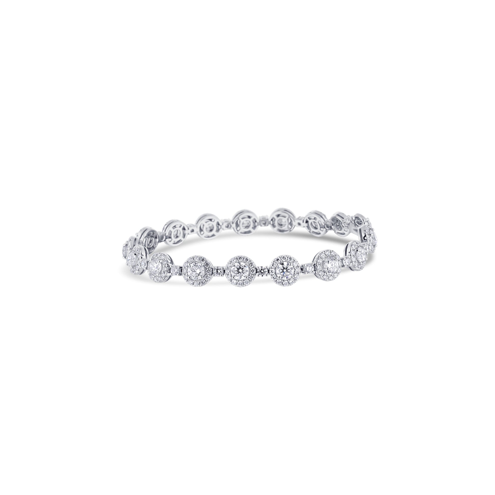 18K White Gold Diamond Halo Bracelet