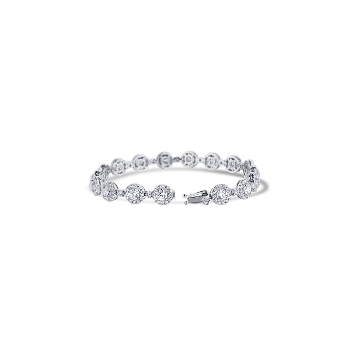 18K White Gold Diamond Halo Bracelet