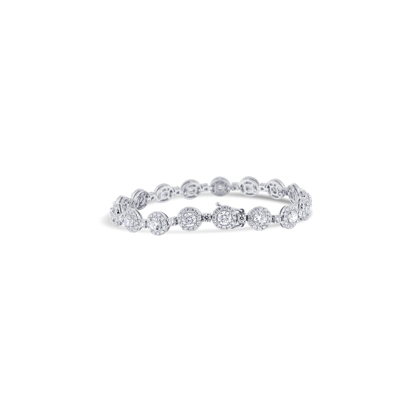 18K White Gold Diamond Halo Bracelet