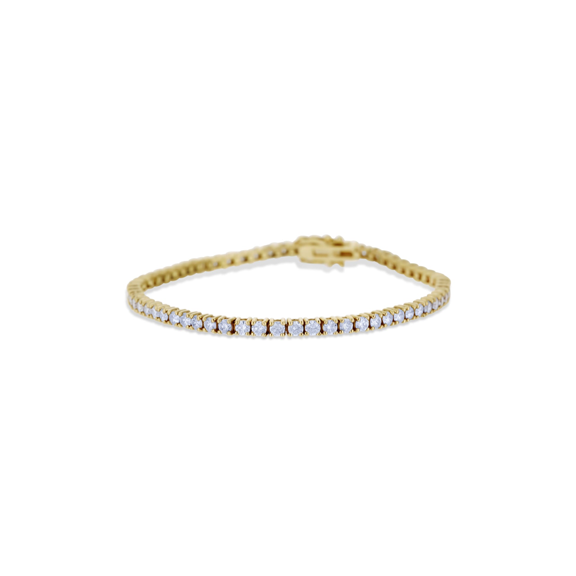 14K Yellow Gold Round Diamond Prong Set Tennis Bracelet