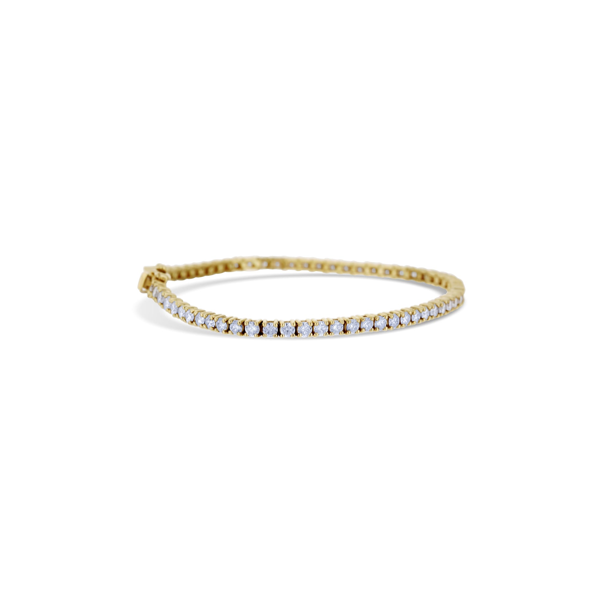 14K Yellow Gold Round Diamond Prong Set Tennis Bracelet