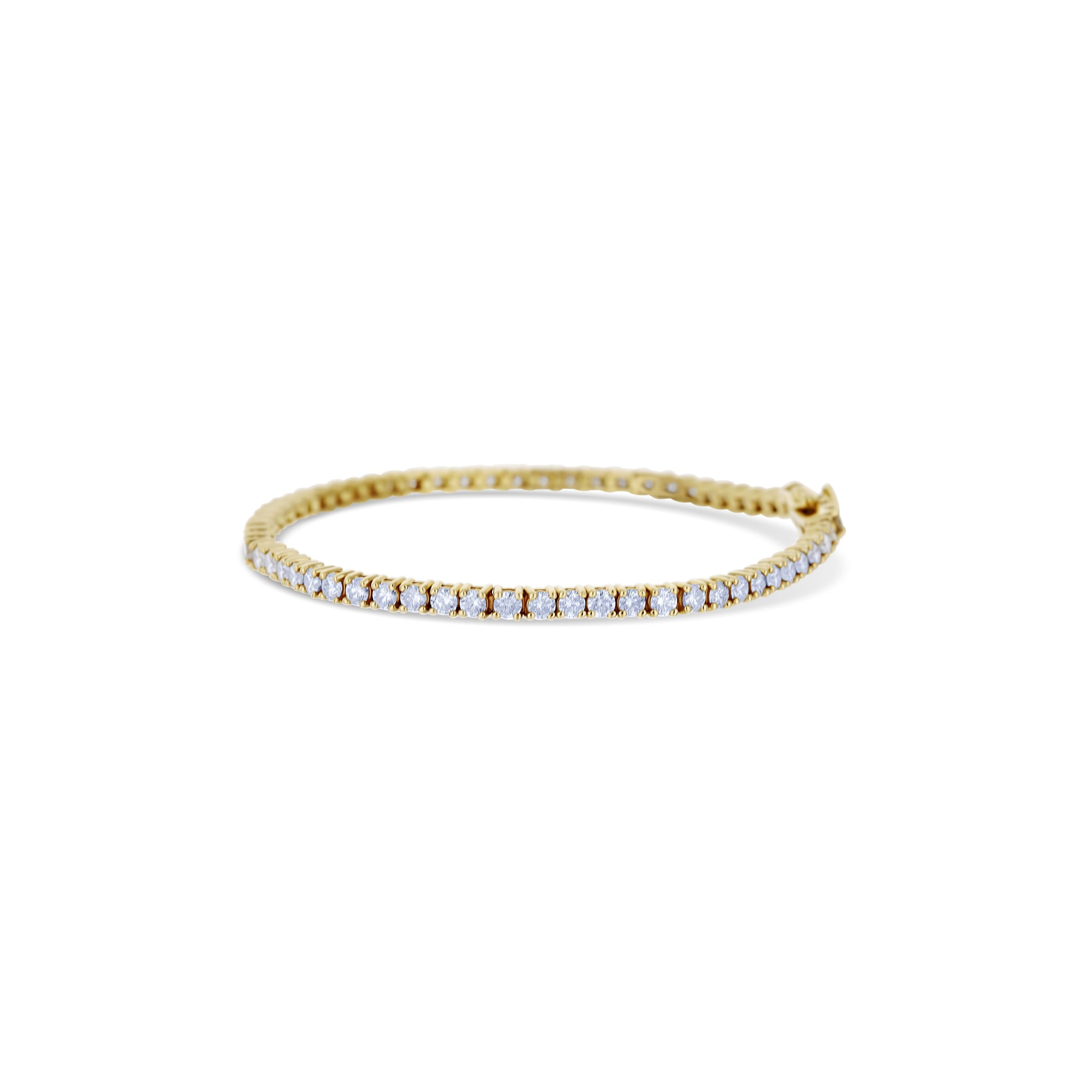 14K Yellow Gold Round Diamond Prong Set Tennis Bracelet