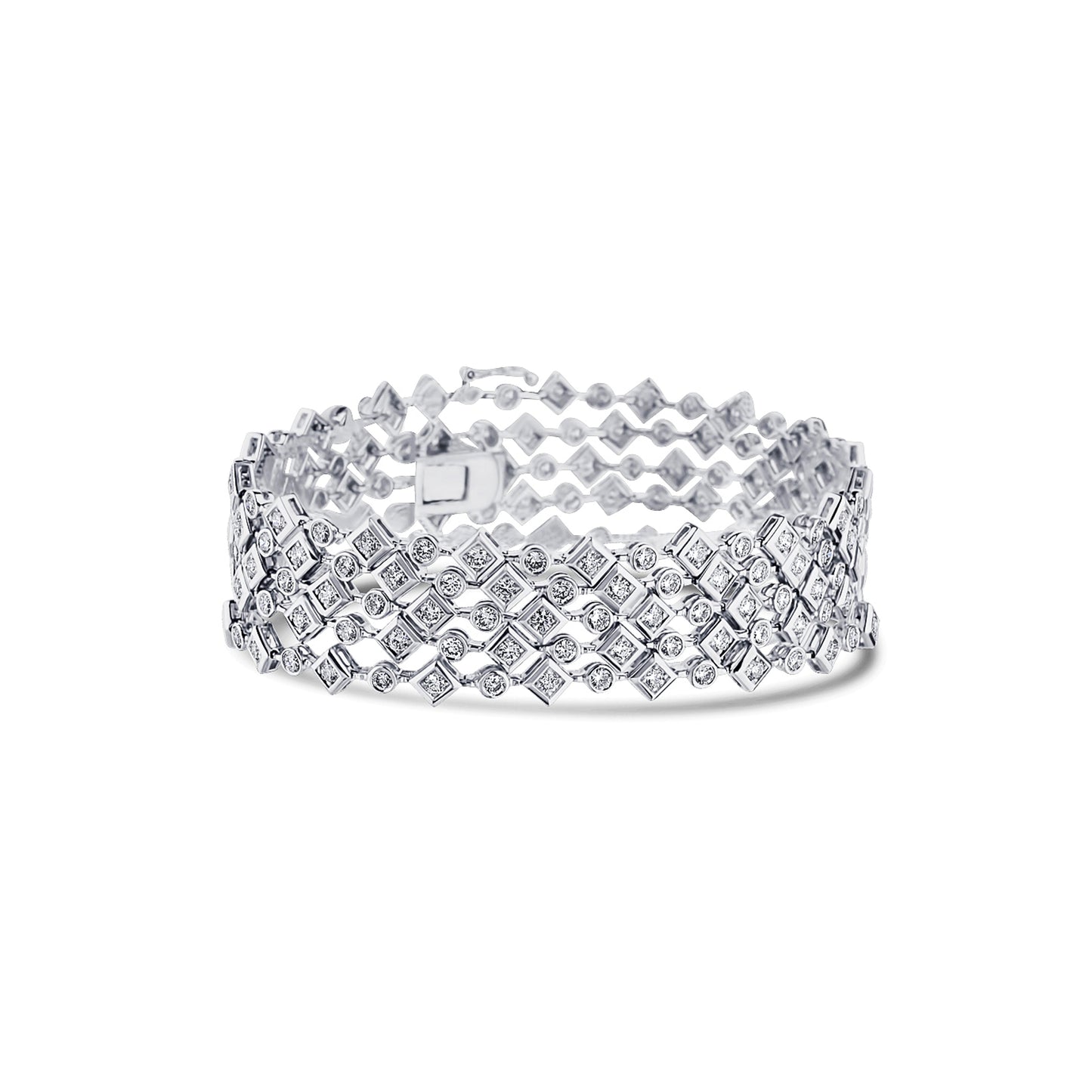 18K White Gold & Diamond 5 Strand Bracelet