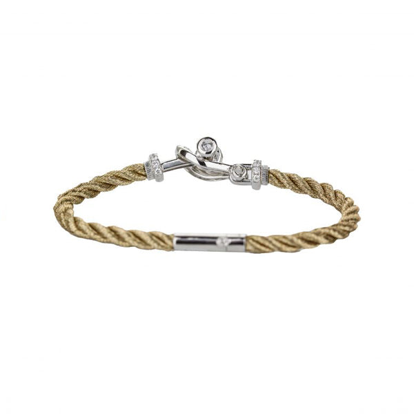 18K White Gold Rope Diamond Toggle Buckle Bracelet