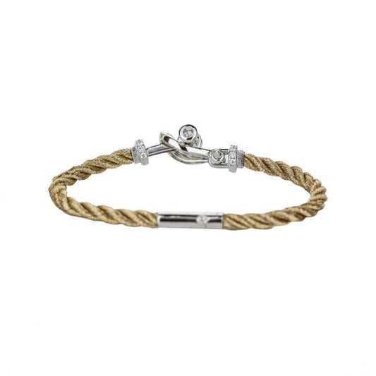 18K White Gold Rope Diamond Toggle Buckle Bracelet