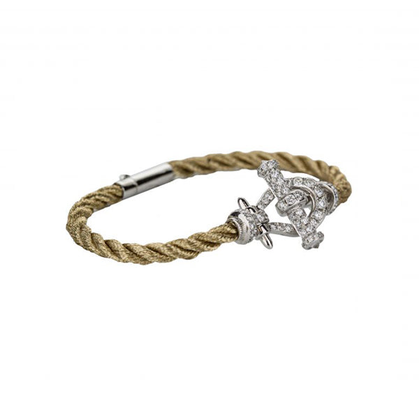 18K White Gold Rope Diamond Toggle Buckle Bracelet