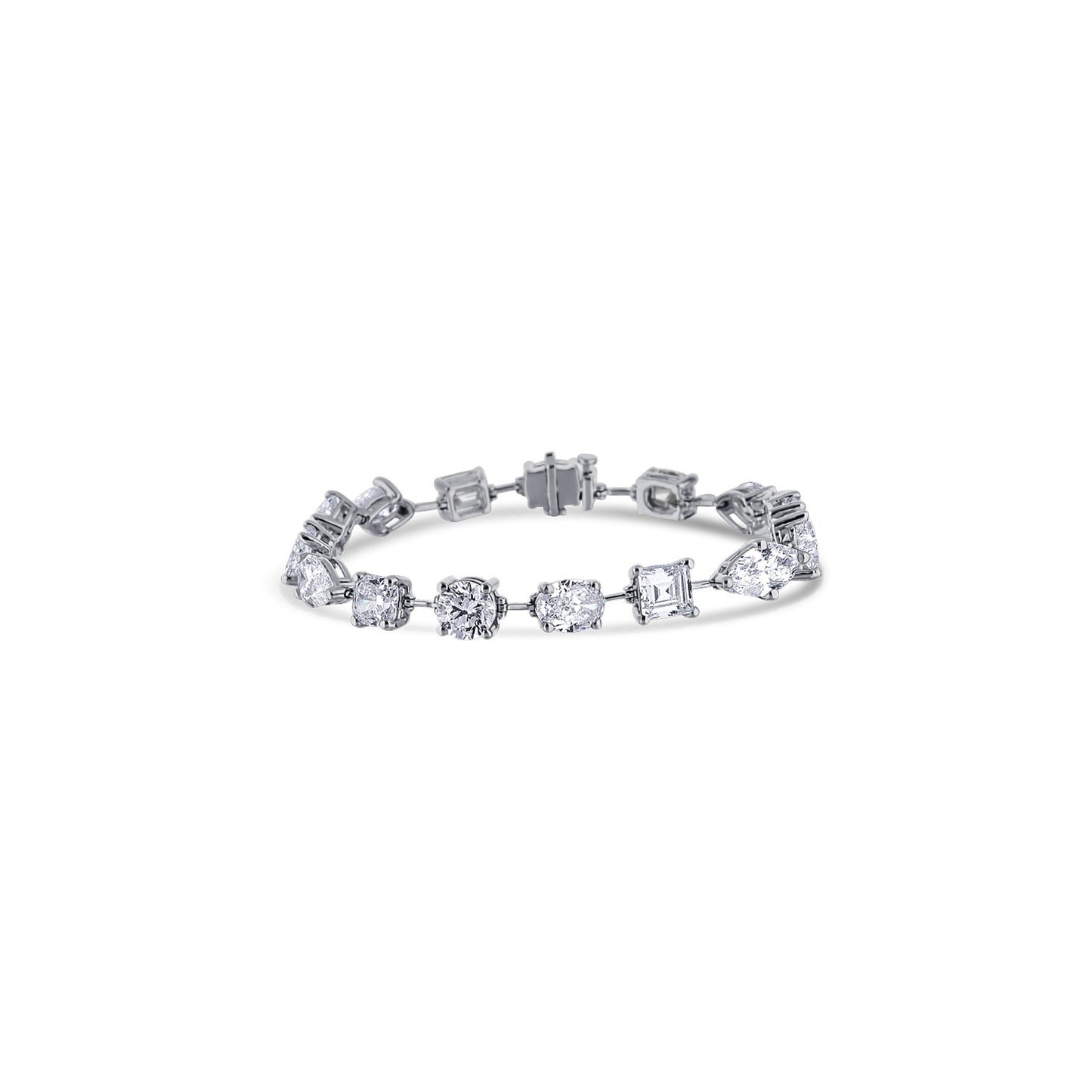 18K White Gold Custom Diamond Bracelet With Multi-Cut Diamonds