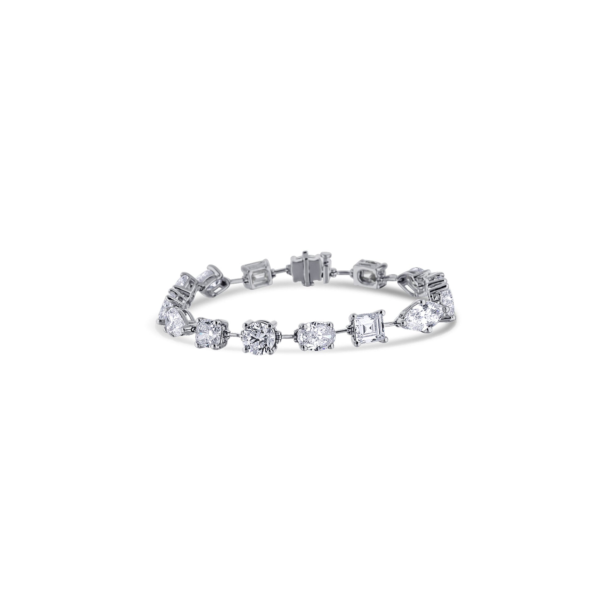 18K White Gold Custom Diamond Bracelet With Multi-Cut Diamonds