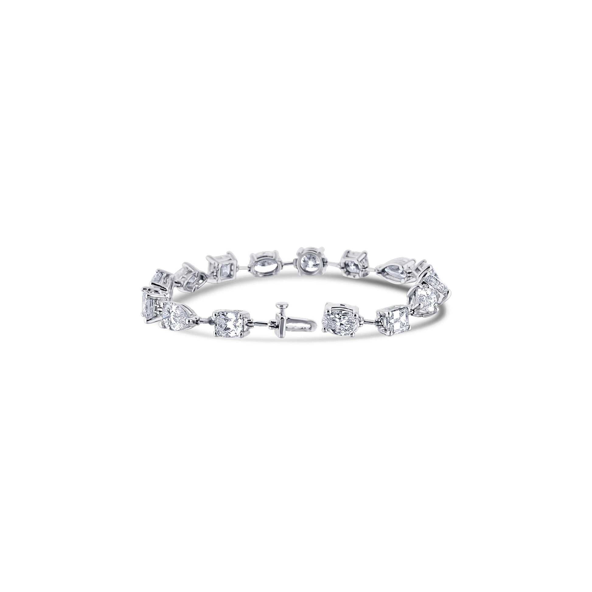 18K White Gold Custom Diamond Bracelet With Multi-Cut Diamonds