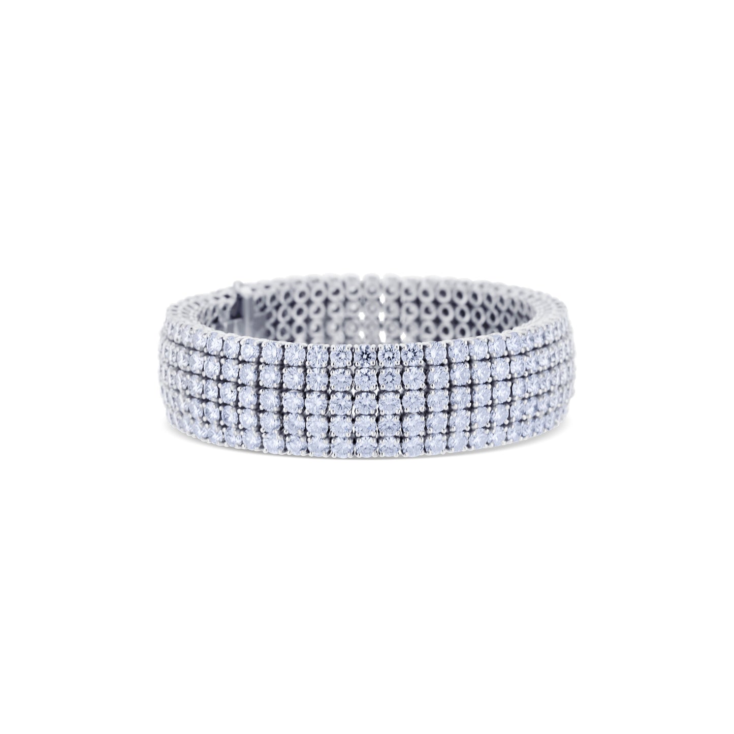 18K White Gold 5-Row Round Diamond Bracelet