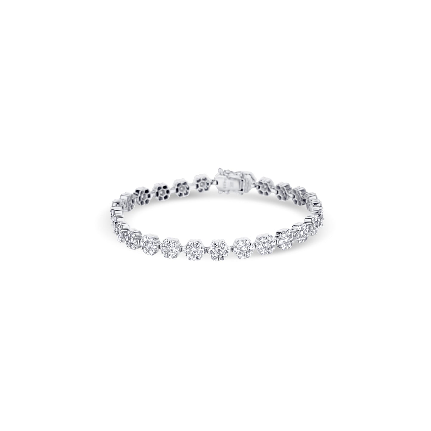 14K White Gold Pressure Set Diamond Bracelet 7.25Inches 231 Round Diamonds