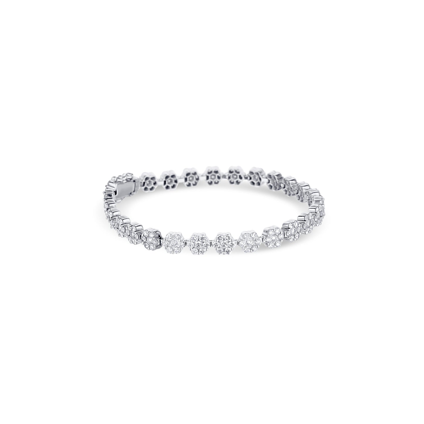 14K White Gold Pressure Set Diamond Bracelet 7.25Inches 231 Round Diamonds