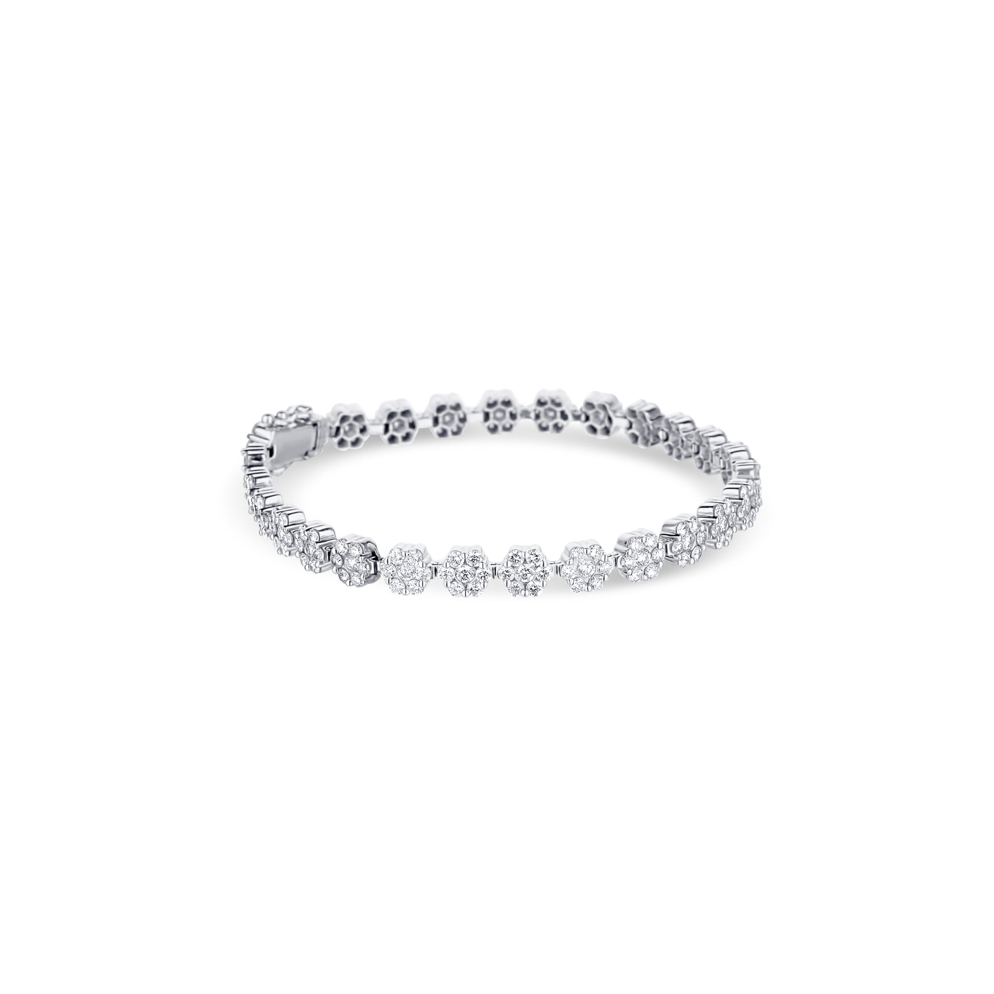 14K White Gold Pressure Set Diamond Bracelet 7.25Inches 231 Round Diamonds