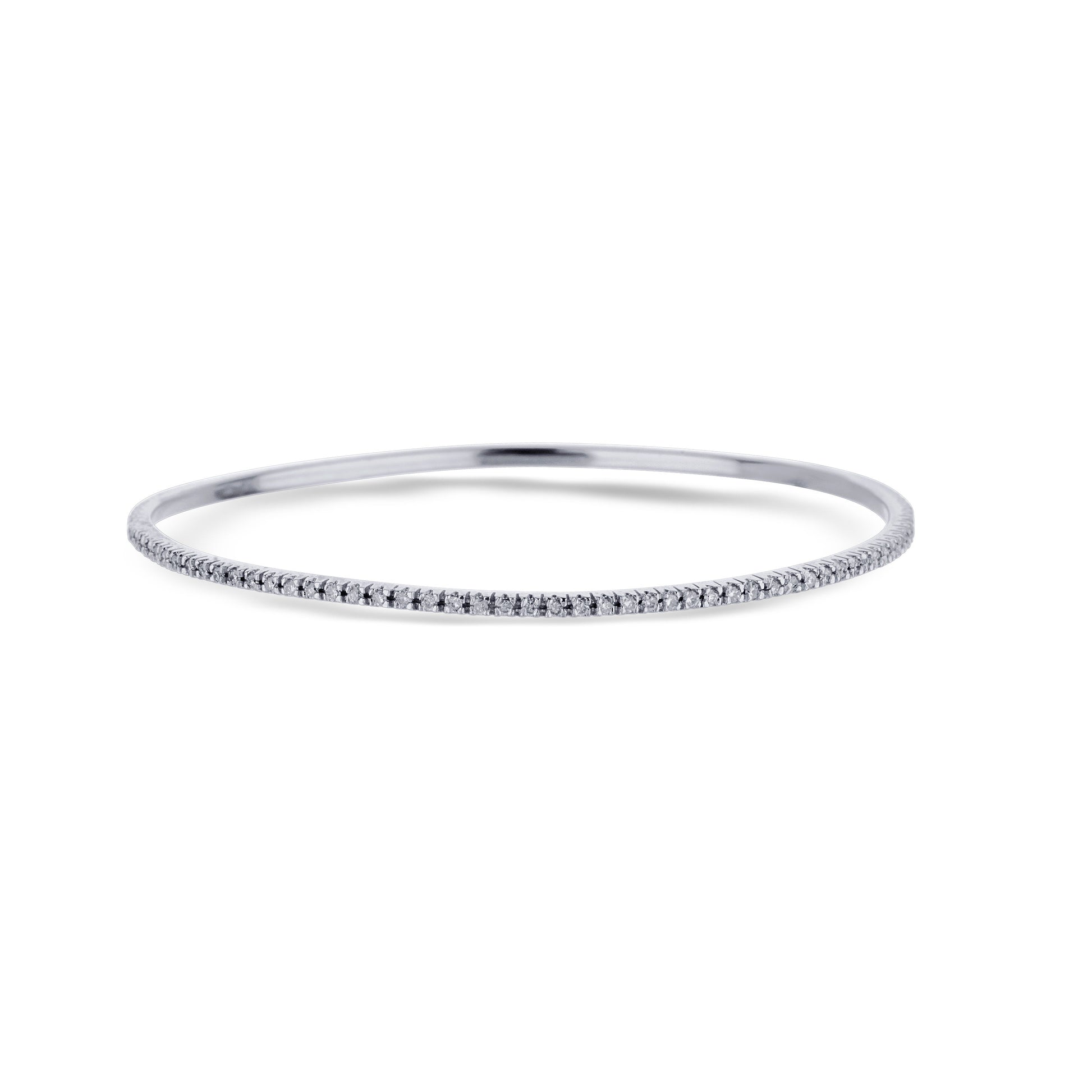 18K White Gold Round Diamond Bangle Bracelet