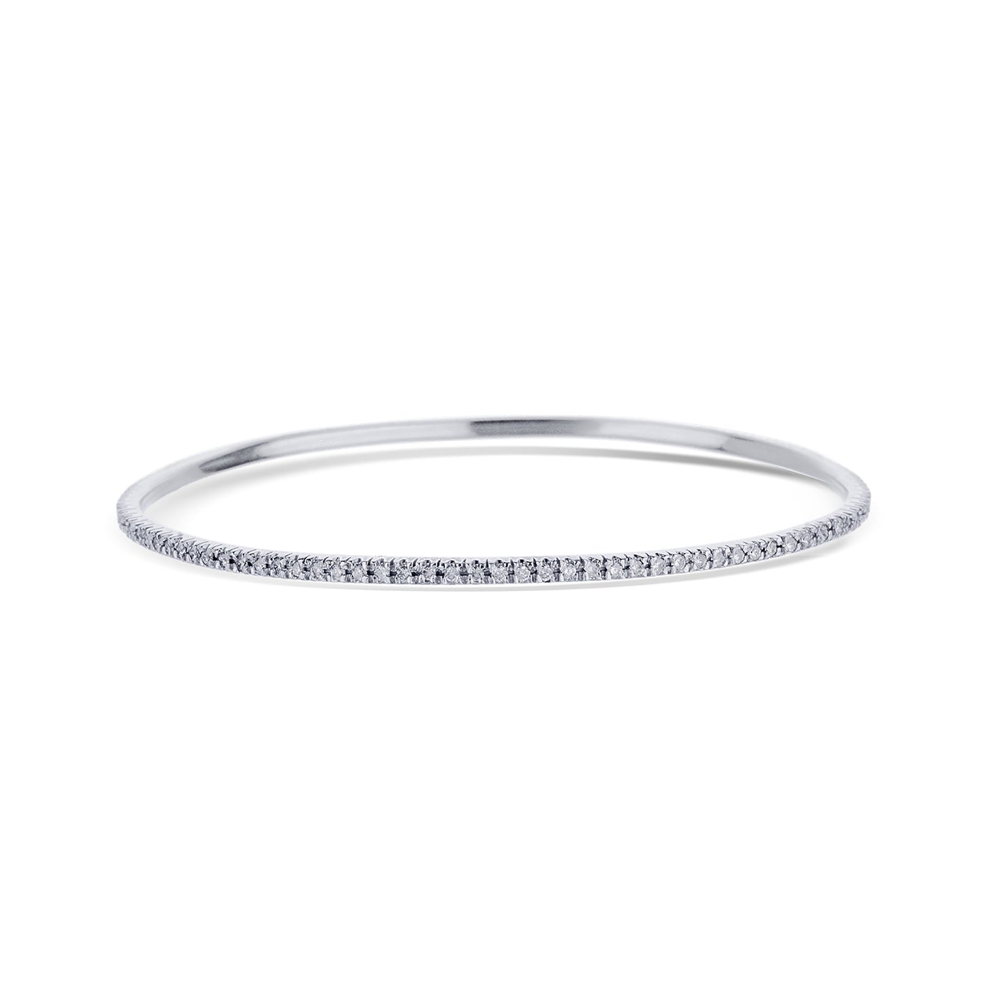 18K White Gold Round Diamond Bangle Bracelet