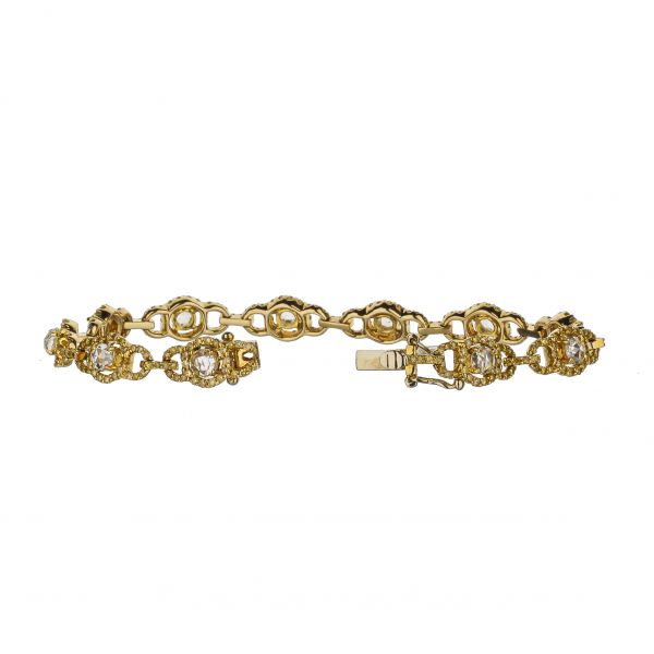 18K Yellow Gold Chain Style Bracelet With Rose Cut Diamonds