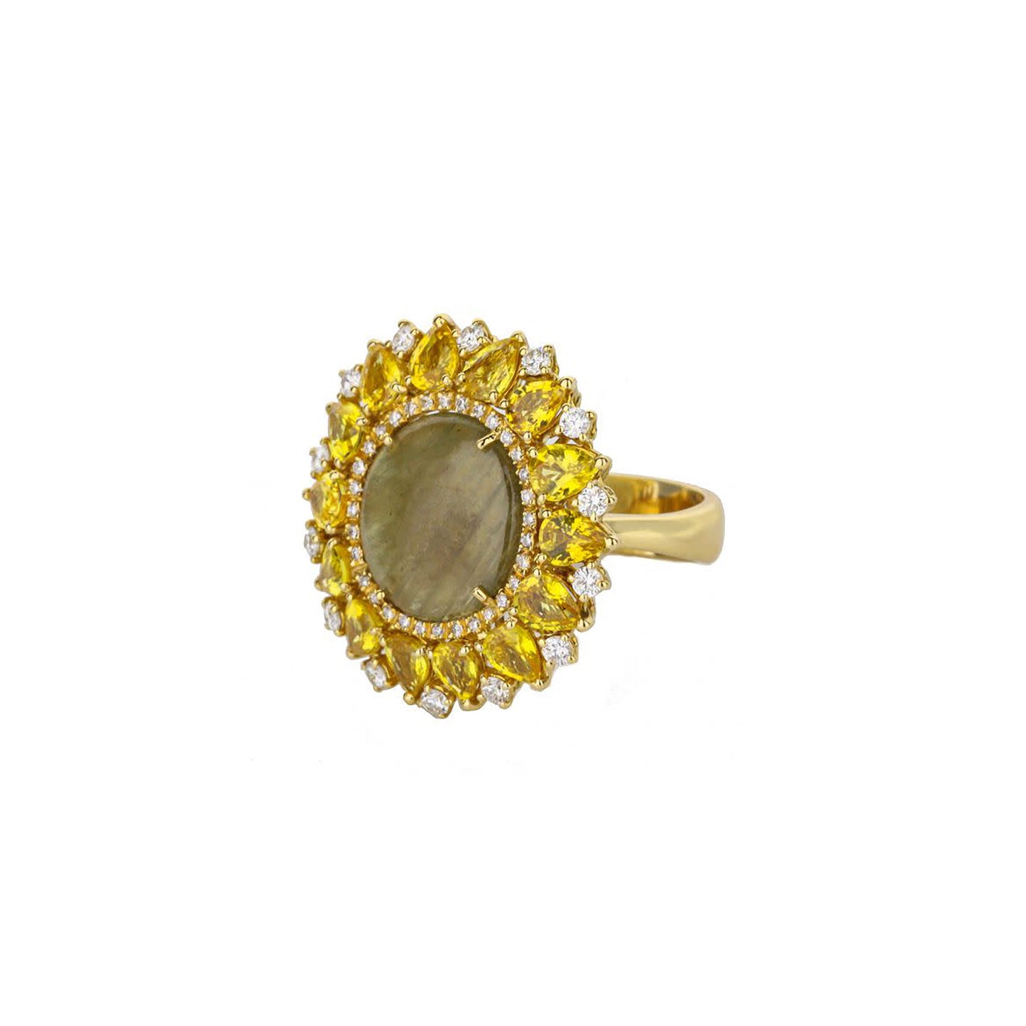 18K Yellow Gold Yellow Sapphire & Diamond Burst Ring