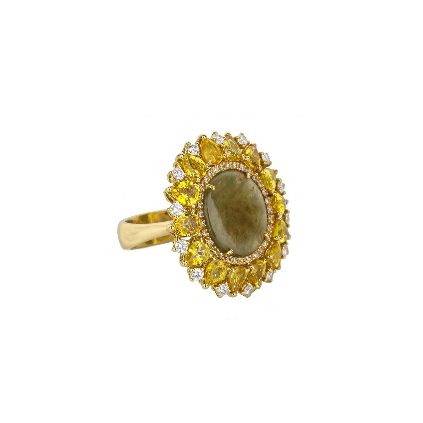 18K Yellow Gold Yellow Sapphire & Diamond Burst Ring