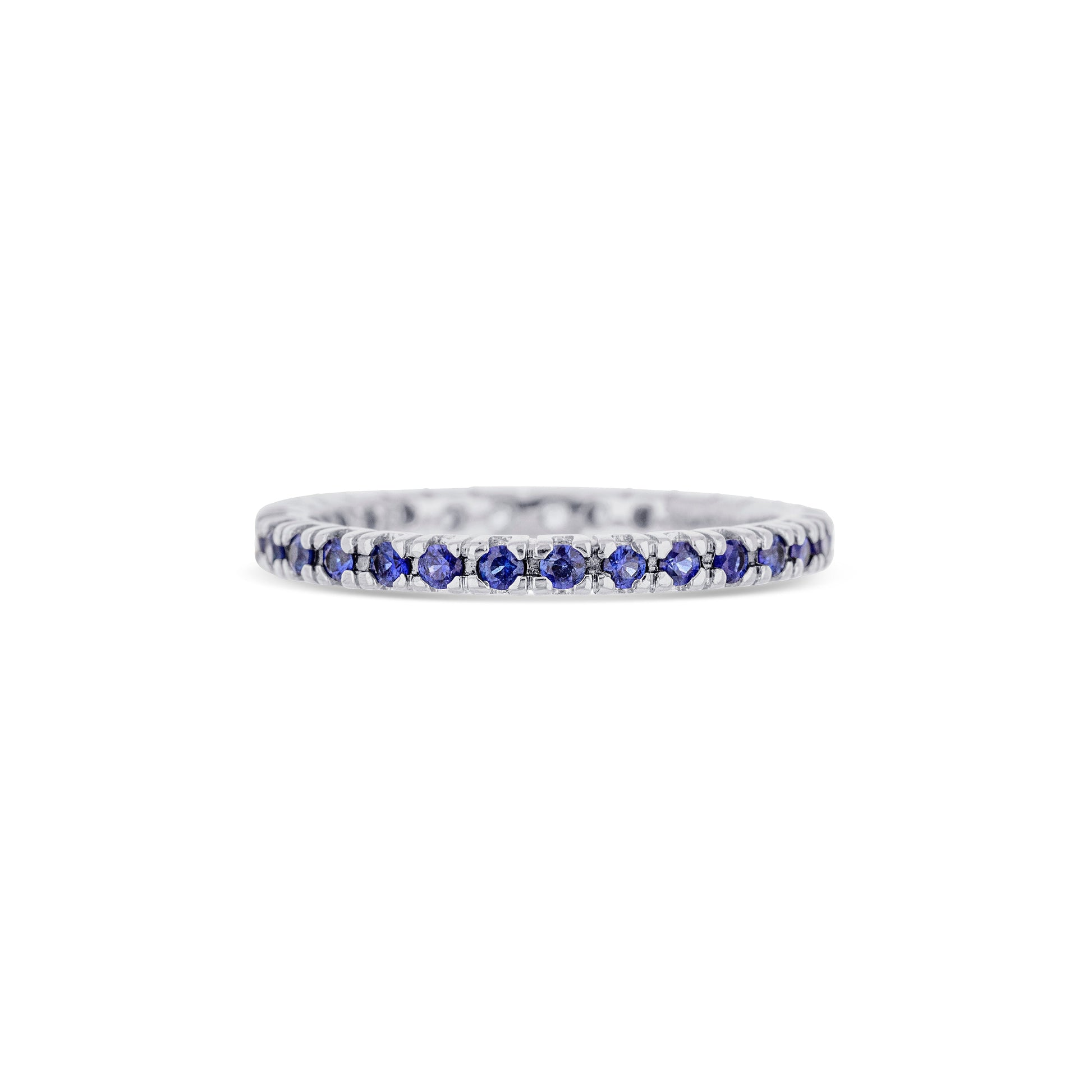 18K White Gold Round Blue Sapphire Eternity Band