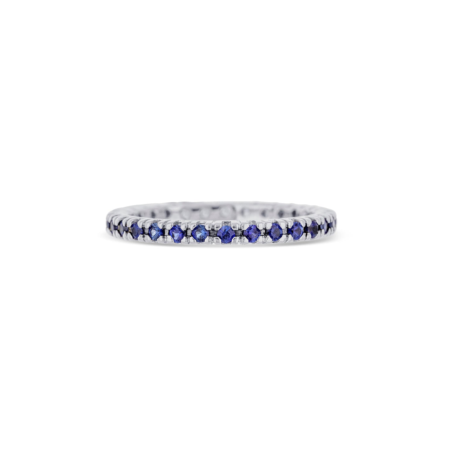 18K White Gold Round Blue Sapphire Eternity Band