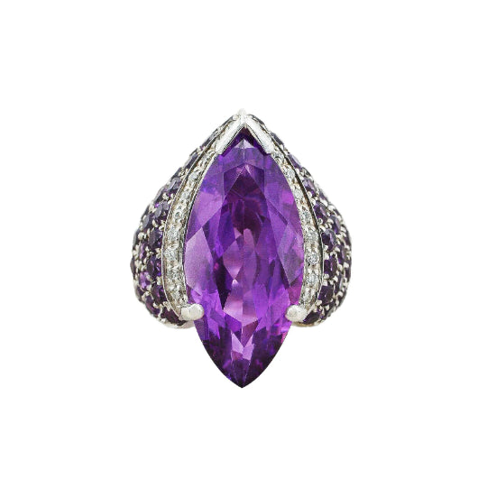 Art Deco Marquise Amethyst And Diamond Ring