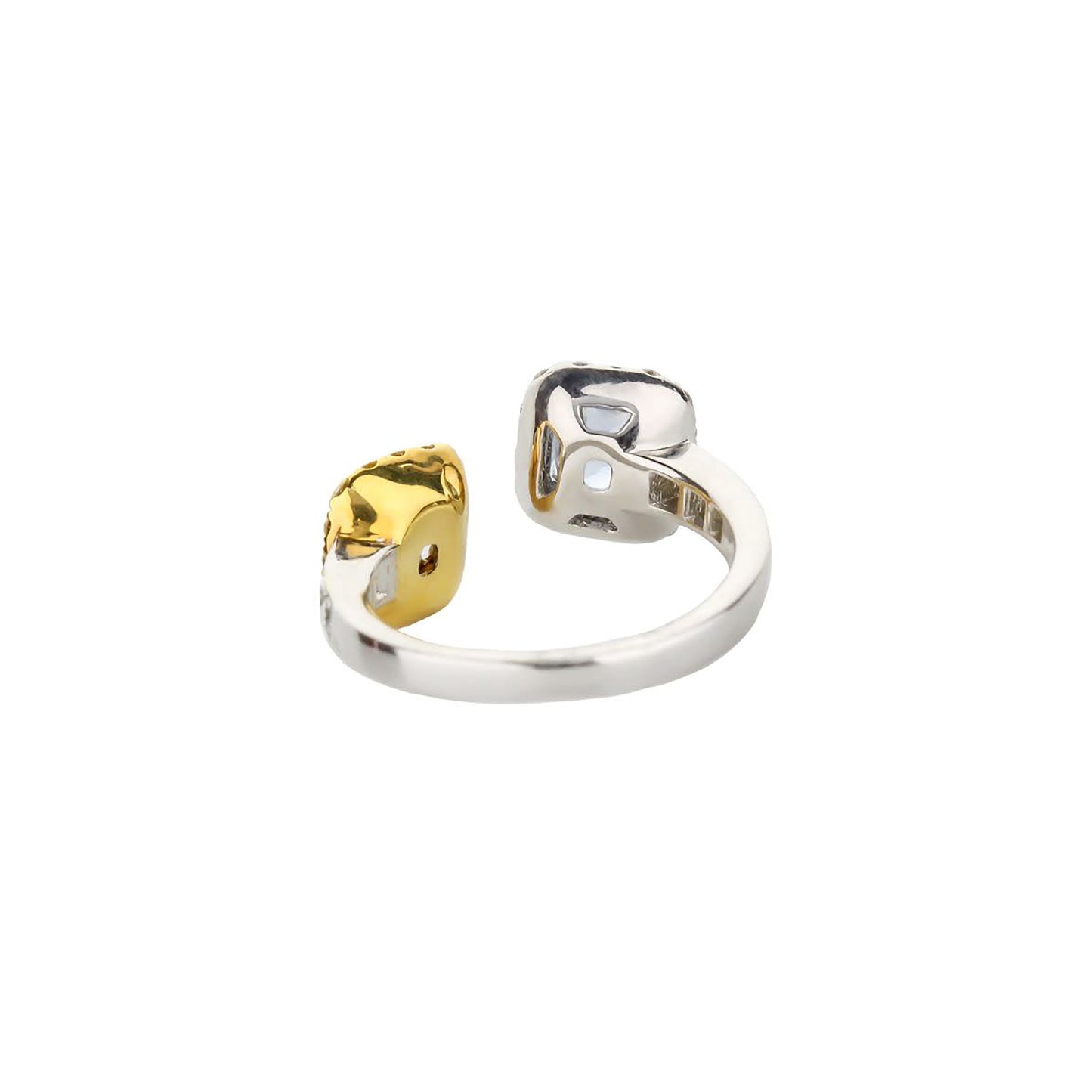 18K White And Yellow Gold Bypass Blue And Yellow Sapphire Ring