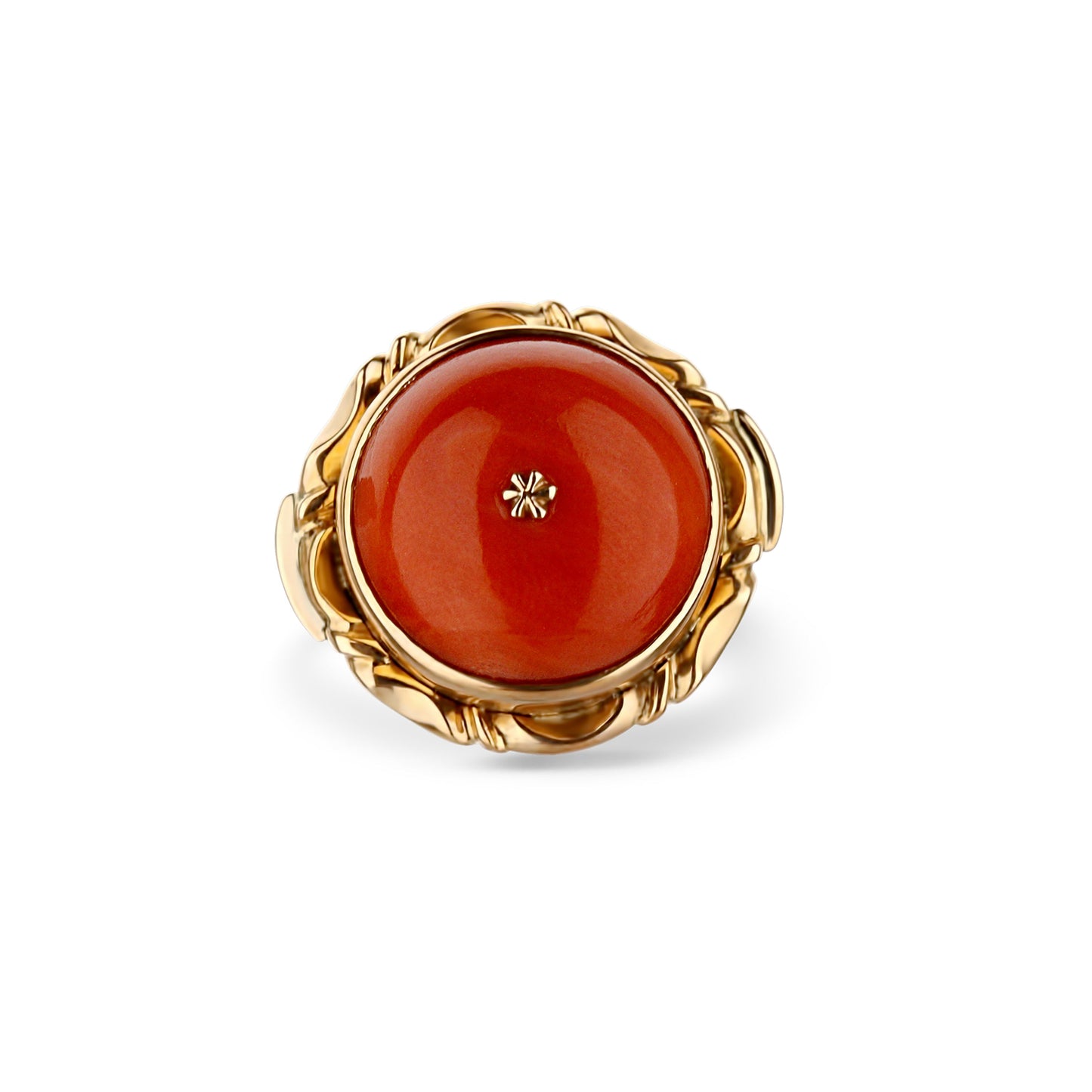 Victorian Style Coral Domed Cab Ring