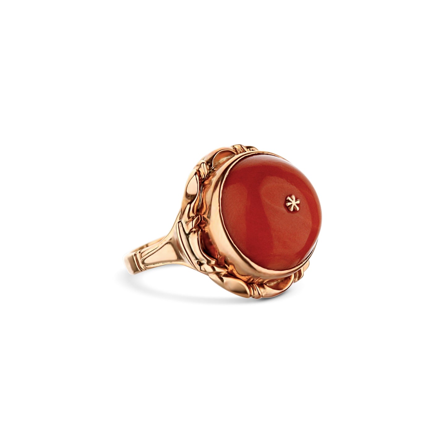 Victorian Style Coral Domed Cab Ring