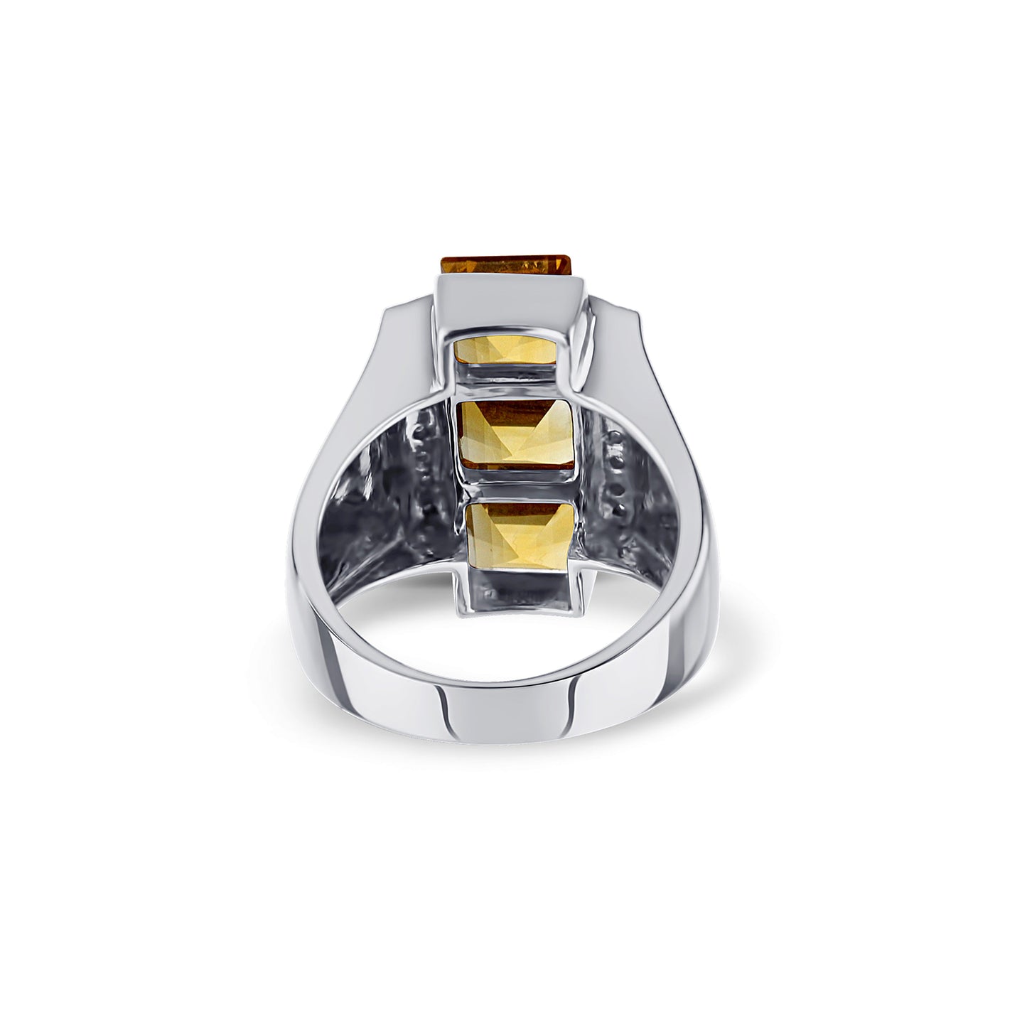 14K White Gold Citrine And Diamond Ring