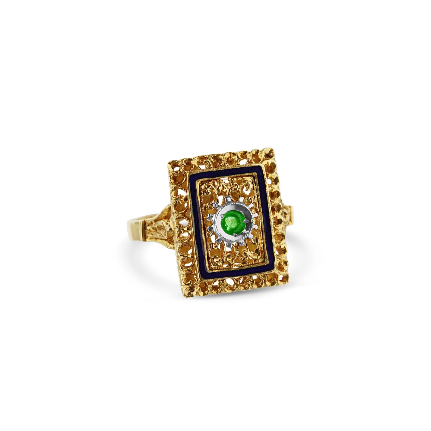 18K Yellow Gold And Emerald Antique Ring