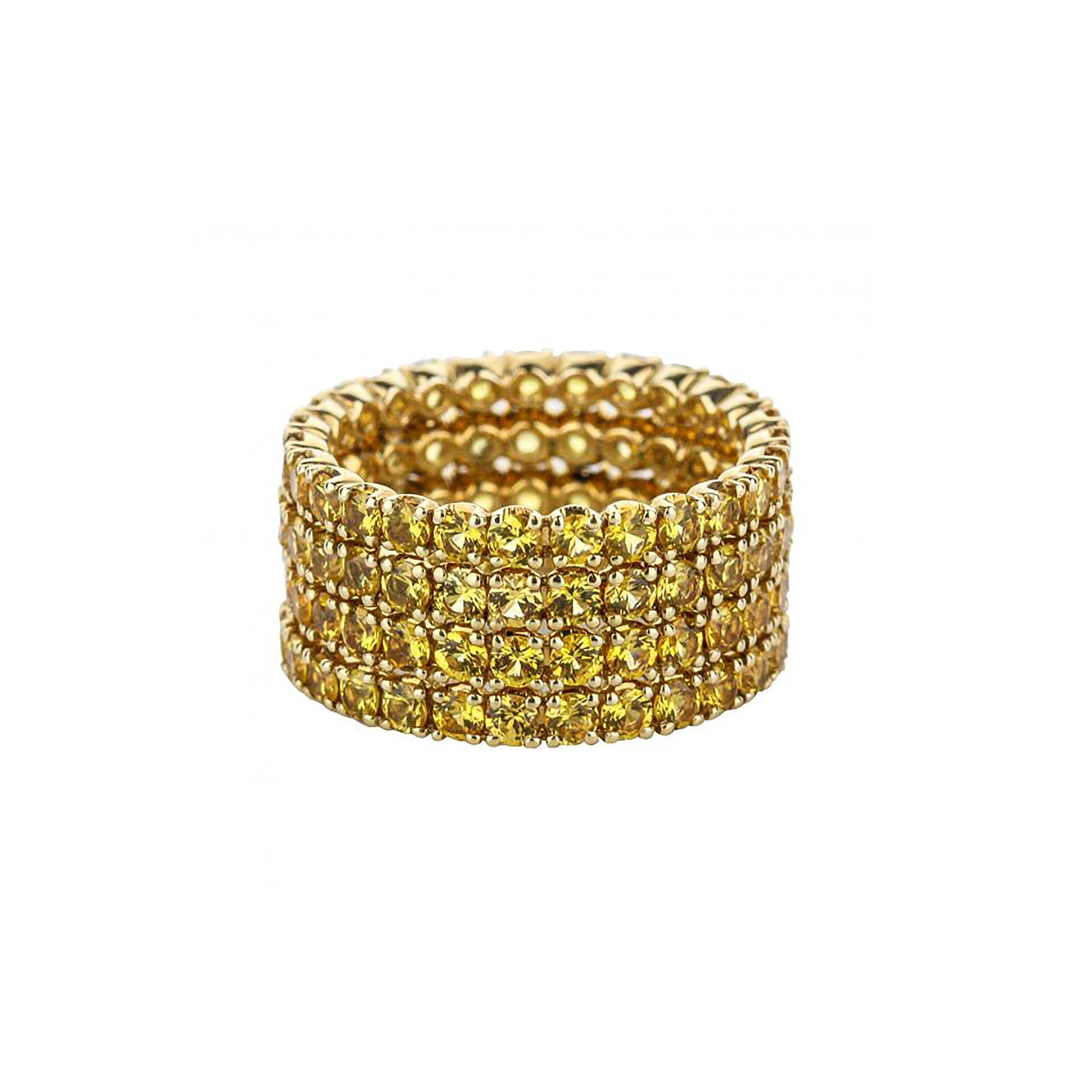 18K Yellow Sapphire Four Row Eternity Band