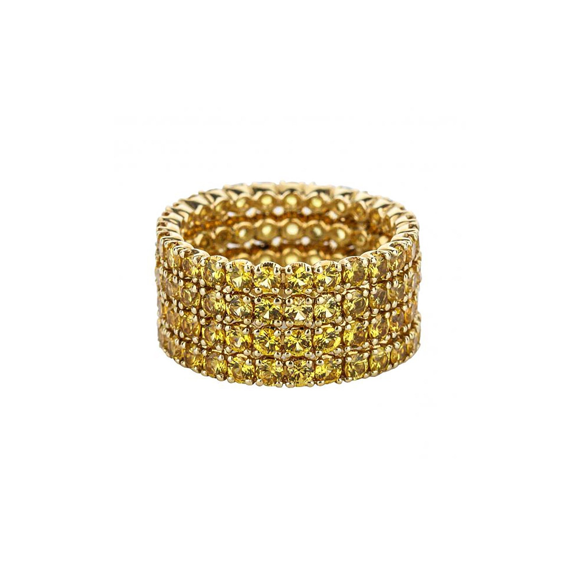 18K Yellow Sapphire Four Row Eternity Band