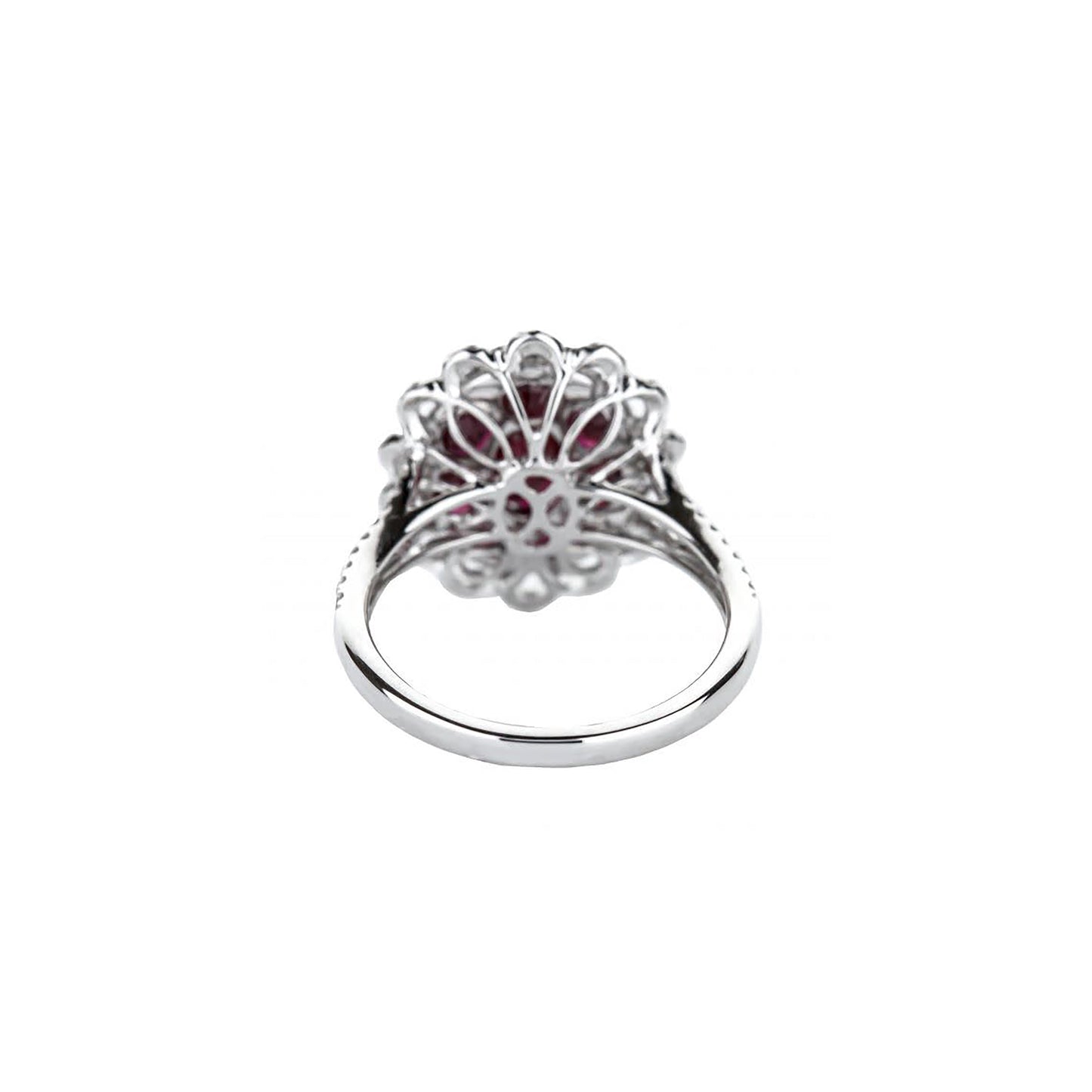 18K White Gold Oval Ruby Diamond Ring