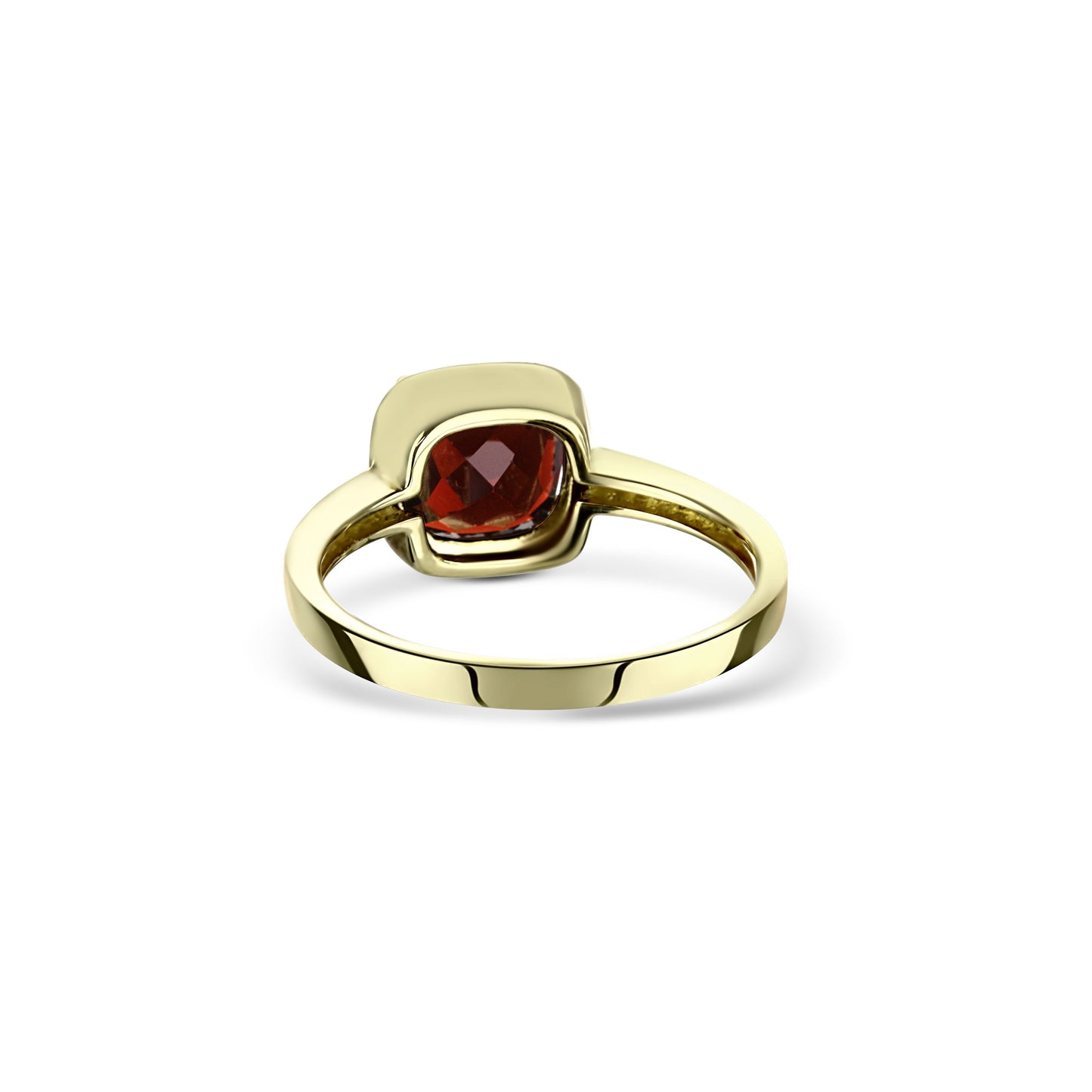 14K Yellow Gold 2.27ct Garnet Cushion Cut Center Stone With Diamond Halo