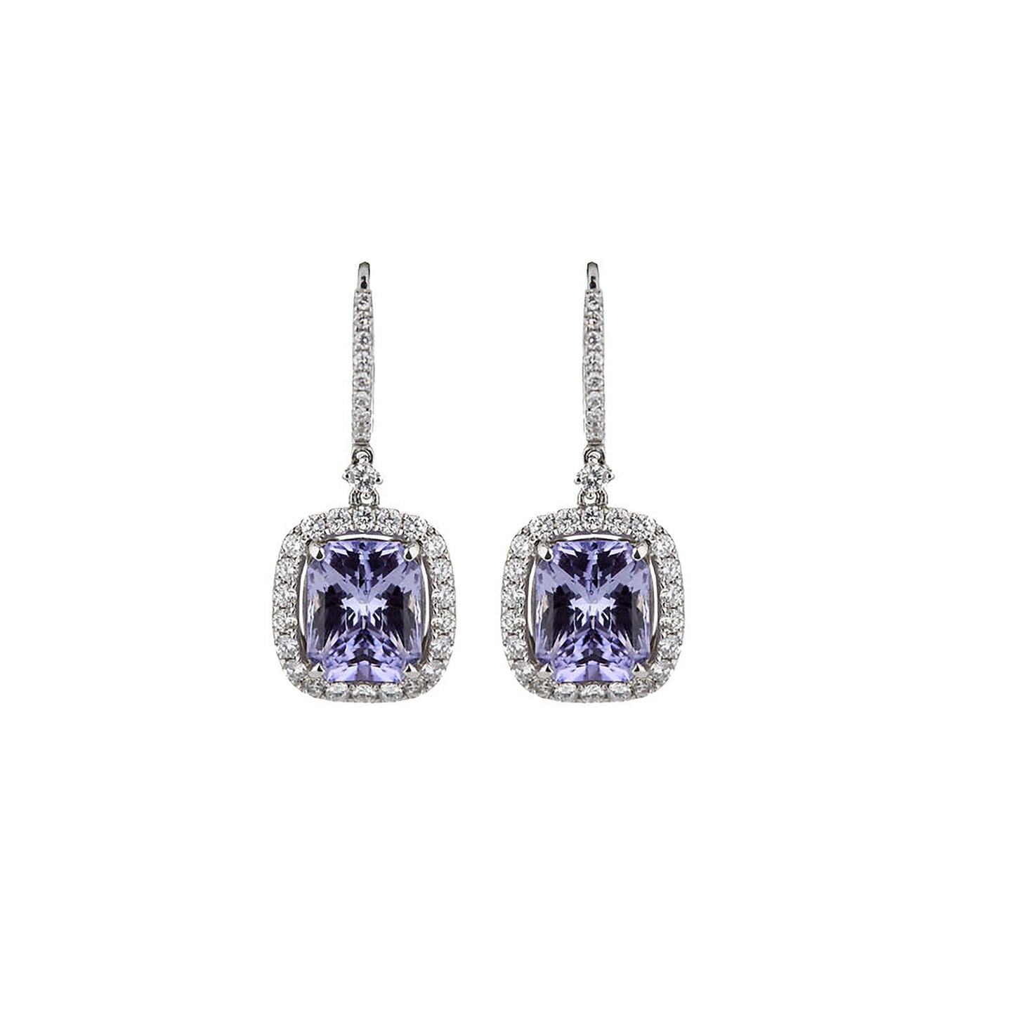 18K White Gold Sapphire Diamond Drop Earrings