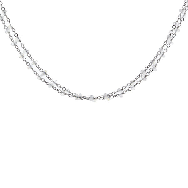 18K White Gold 40" Moonstone Briolette Necklace