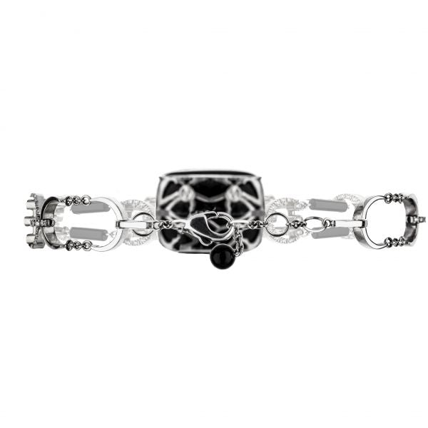 18K White Gold Diamond And Onyx Block Bracelet