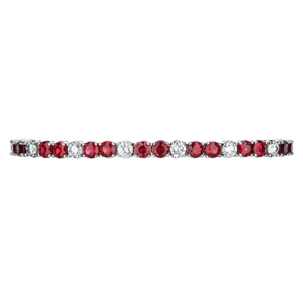 14K White Gold Ruby And Diamond Prong Set Bracelet