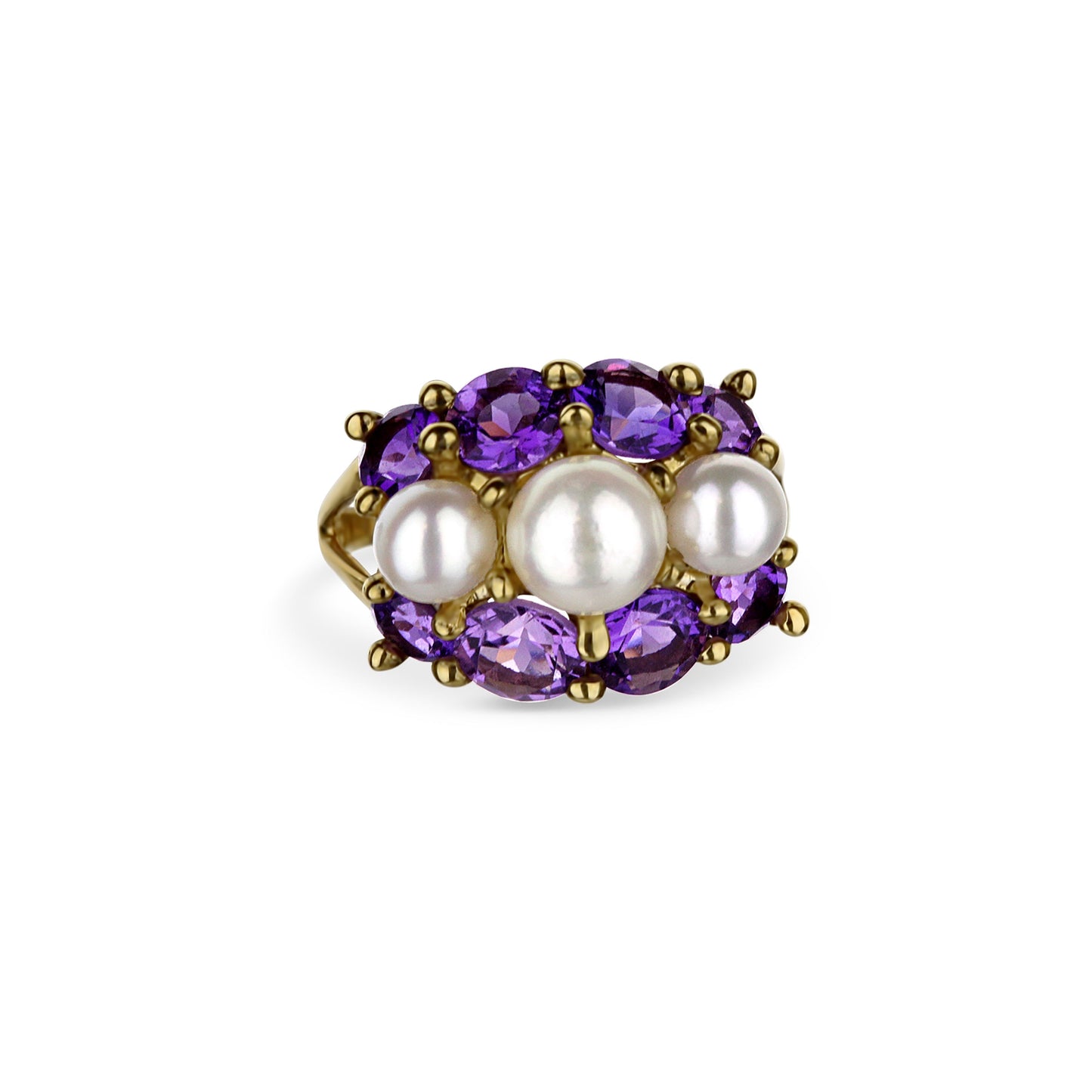 10K White Pearl And Purple Amethyst Ring