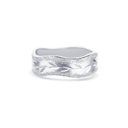 14K White Gold Wave Band